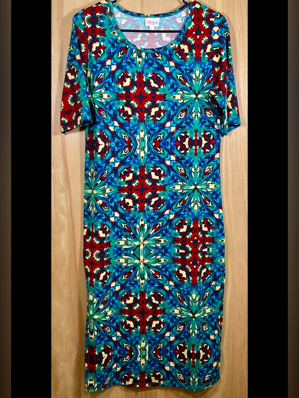 Lularoe Geometric Kaleidoscope print Julia Sheath Dress - Like New